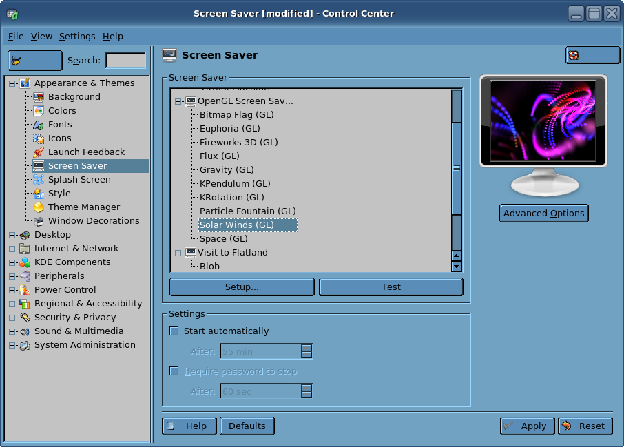 Control Center Screen Saver