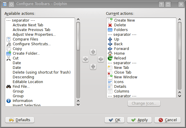  Figure 12: Drag tools (icons) from the left window to the right one to add them to the Tool Bar.
