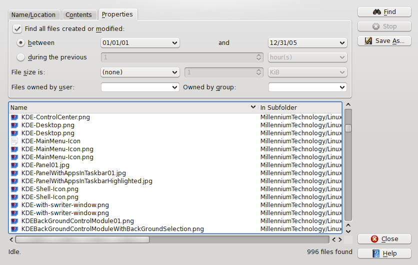 Figure 23: Using the Properties tab to locate older files that I might want to delete or archive.